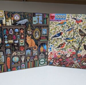 Eeboo 1000 Piece Puzzles - Set of 2 Alchemist 's Cabinet & Songbirds Tree nib